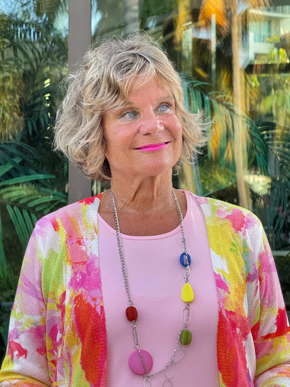 ETHYL PINK WATERCOLOR CARDIGAN