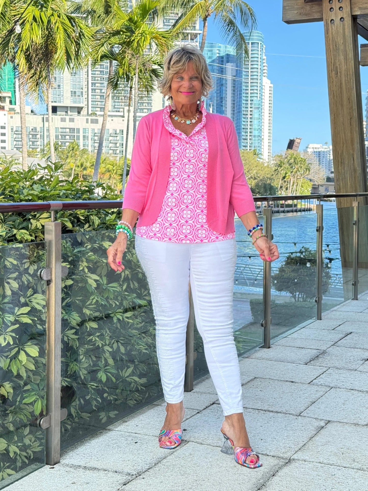 LULU B TROPIC PETALS SLEEVELESS RUFFLE TOP