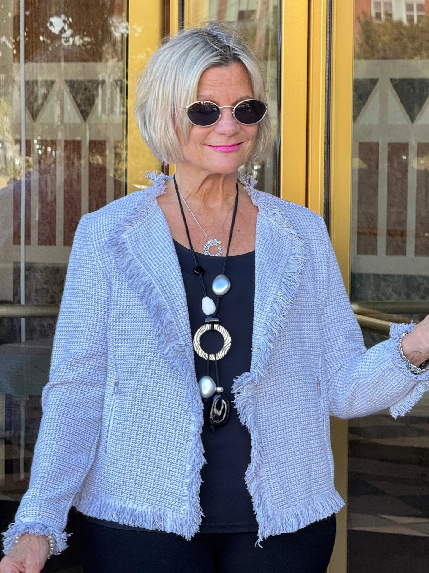 LULU-B CITY LIMIT CREAM FRINGE JACKET