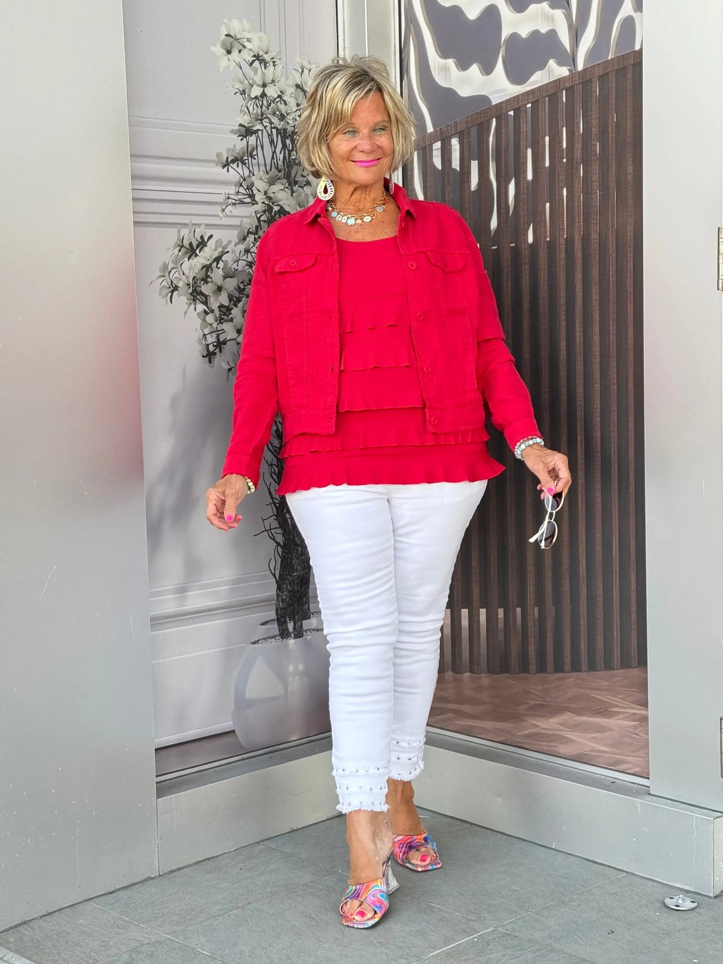 LULU-B CRIMSON RED LINEN JACKET