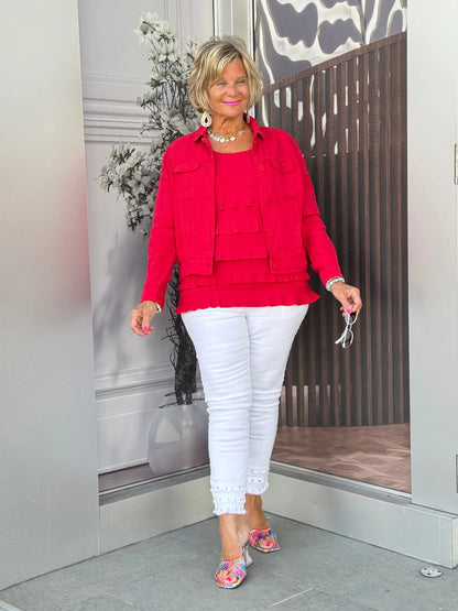 LULU-B CRIMSON RED LINEN JACKET