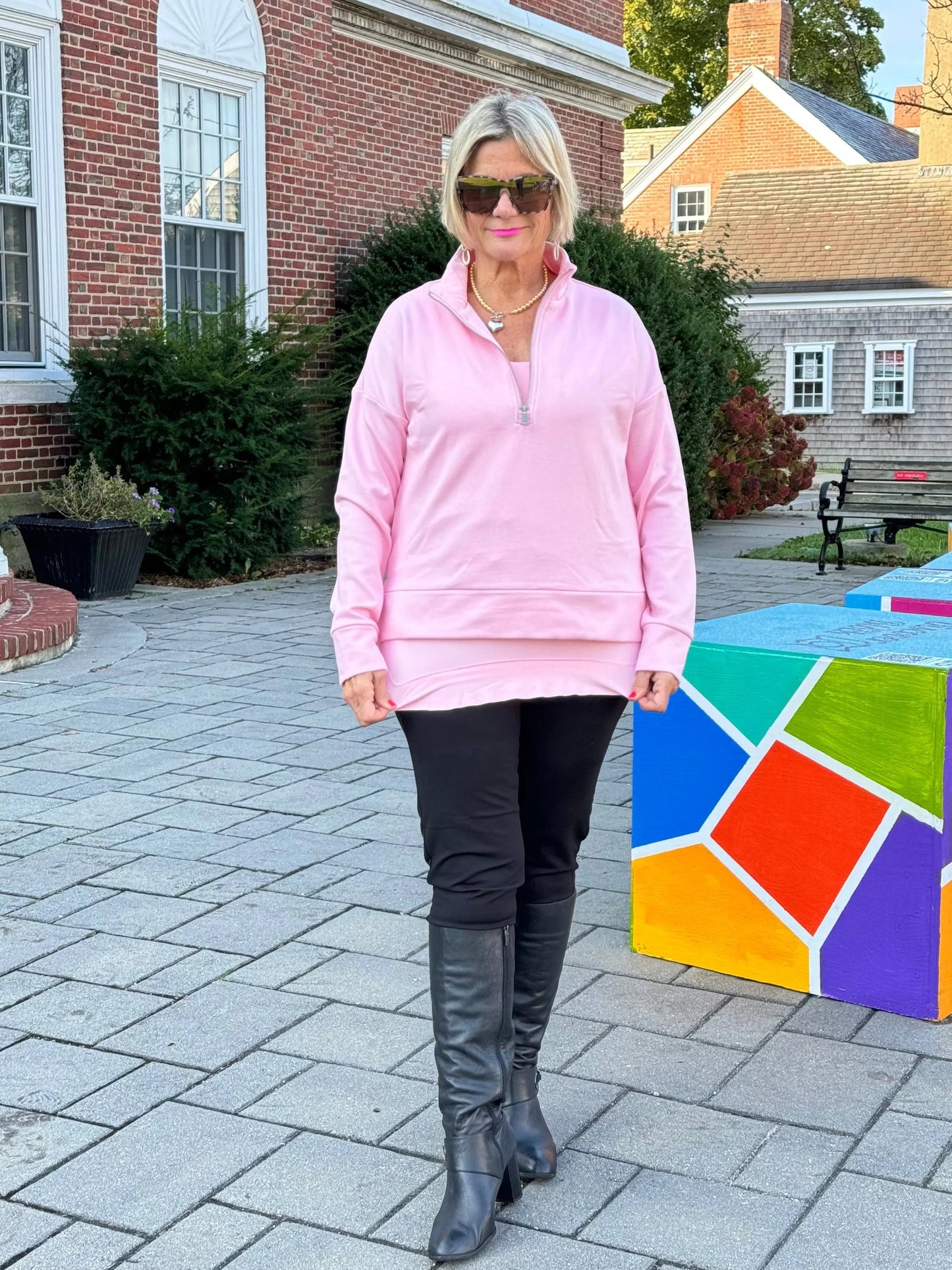 CLEAR PINK HALF ZIPPER