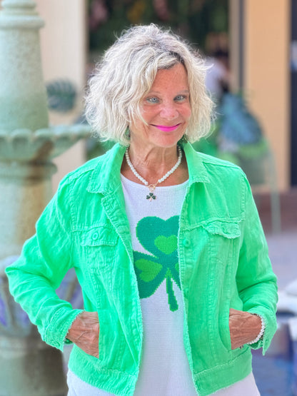 LULU B KELLY GREEN LINEN JACKET