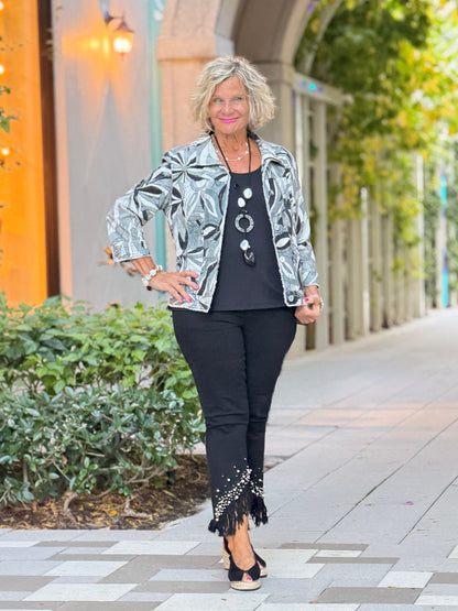 ETHYL PEARL FRINGE BLAK JEANS