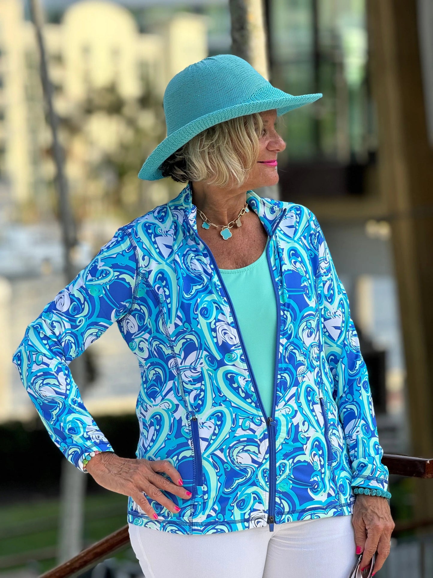 BLUE DREAMING HEARTS FULL ZIPPER