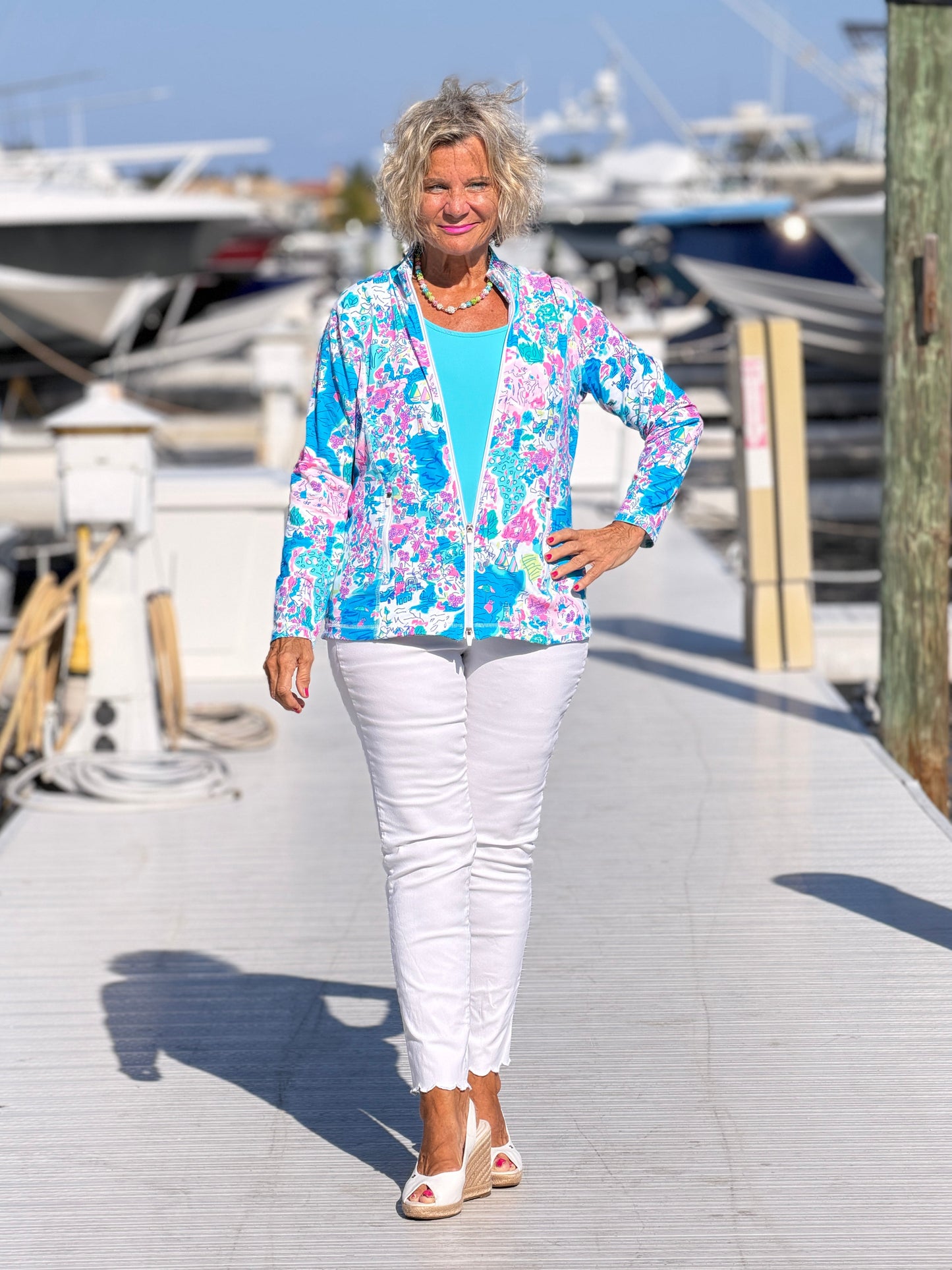 LULU-B PALM BEACH SPLASH FULL ZIPPER