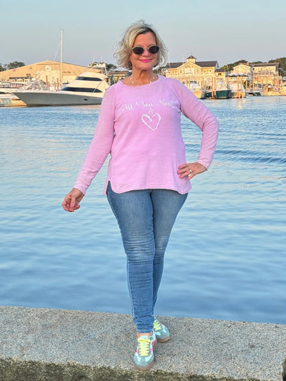 LULU-B LILAC ALL YOU NEED CREW NECK SWEATER