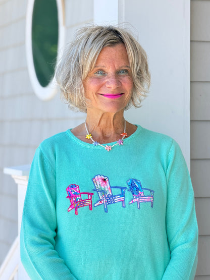BEACH CLUB SEAFOAM ADIRONDACK SWEATER
