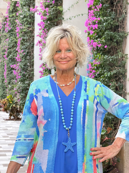 ETHYL OCEAN SPLASH CARDIGAN