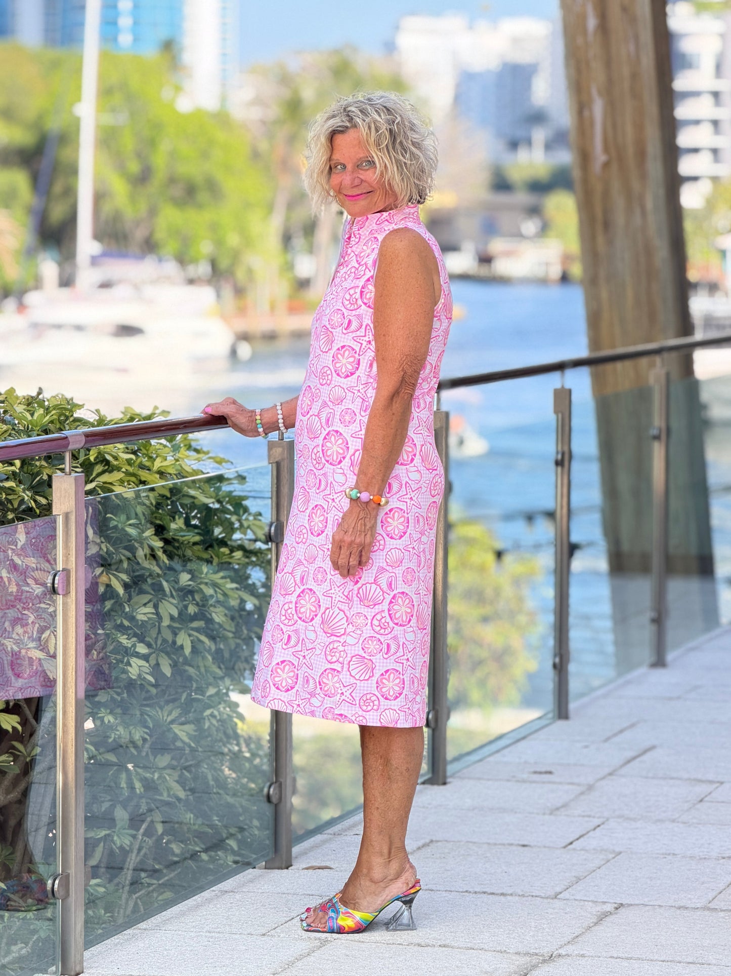 LULU B STARFISH HARBOR HALF ZIPPER MIDDY DRESS