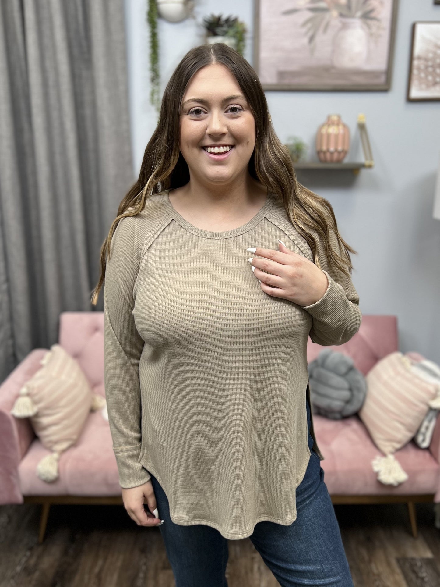 Absolutely You Women's Waffle Knit Long Sleeve Top