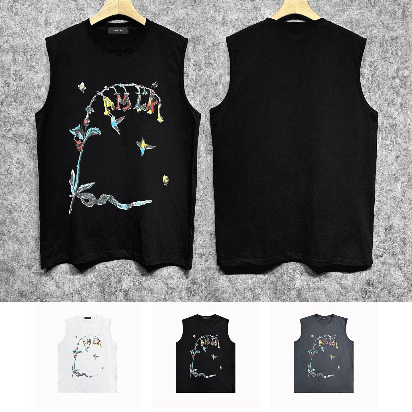 Amiri tank top hummingbird printing