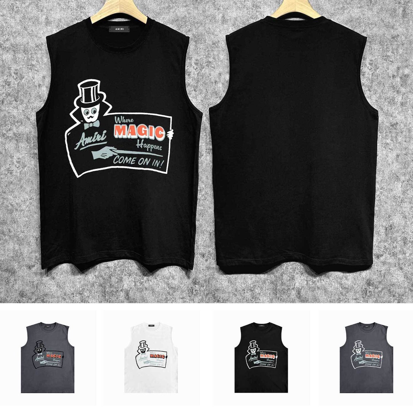Amiri tank top hat magician printing