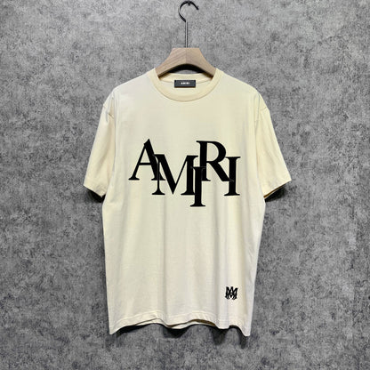 Amiri t shirts letter foam printing short sleeves