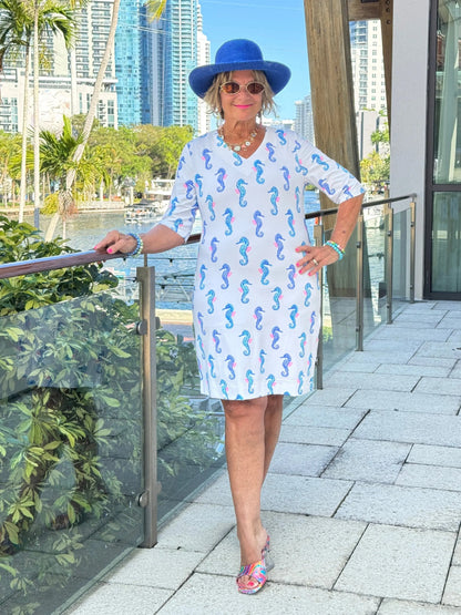 LULU B SHORELINE CHARM ELBOW SLEEVE DRESS