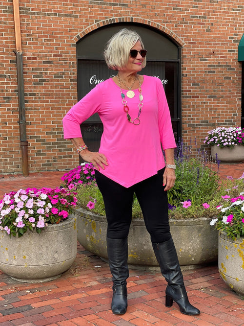 LULU-B HOT PINK ASYMMETRIC TOP