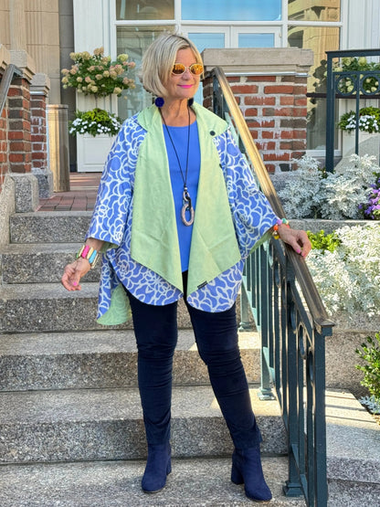 Blue Nautilus Reversible Rain Cape - Coastal Collection