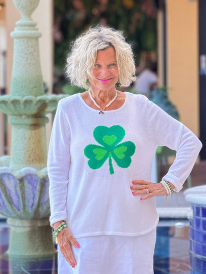LULU B WHITE SHAMROCK SWEATER