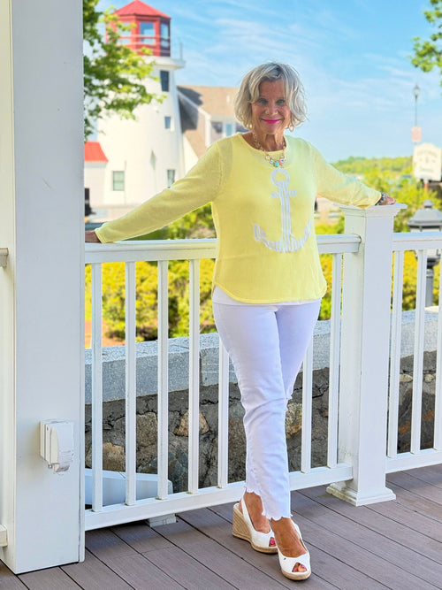 DOCKSIDE NAUTICAL YELLOW STRIPE ANCHOR