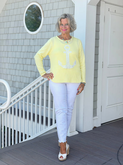 DOCKSIDE NAUTICAL YELLOW STRIPE ANCHOR