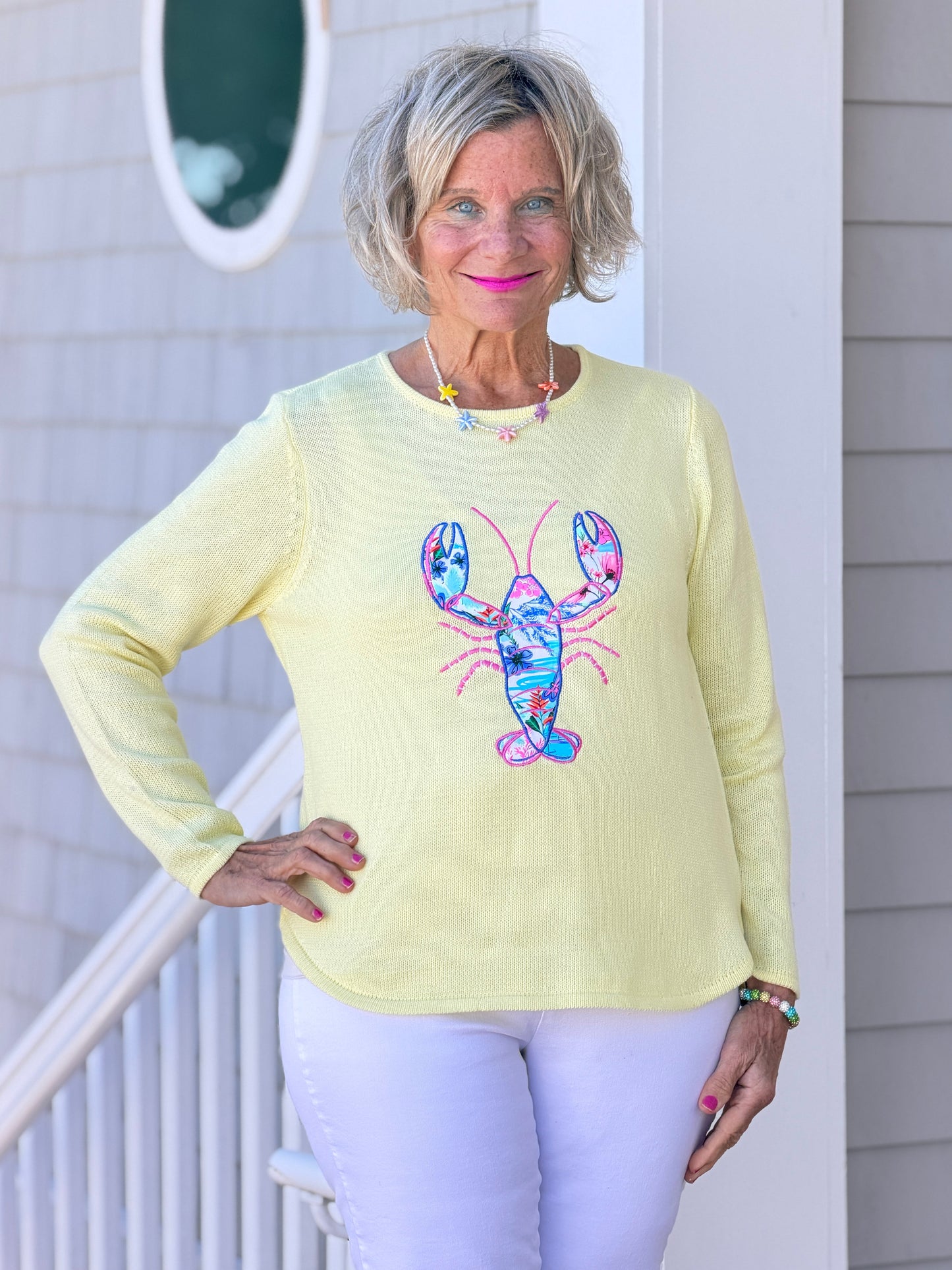 BEACH CLUB YELLOW LOBSTER SWEATER