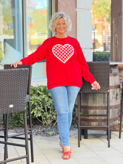 Gingham Heart Luxe Pullover