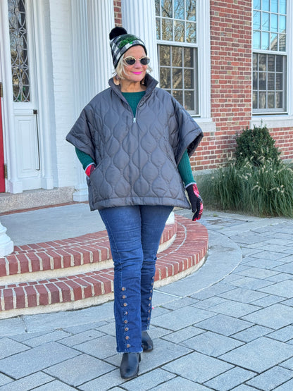 CHARCOAL QUILTED SHORT SLEEVE VEST