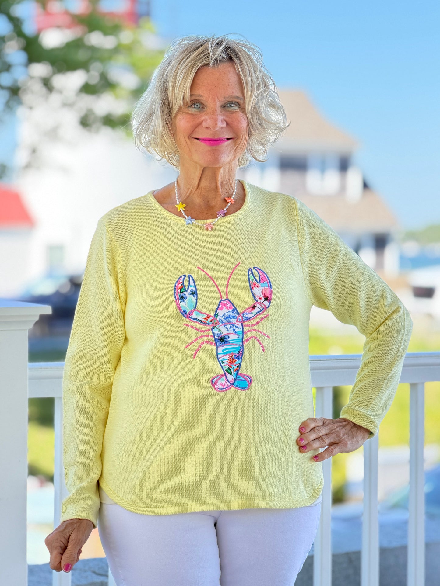 BEACH CLUB YELLOW LOBSTER SWEATER