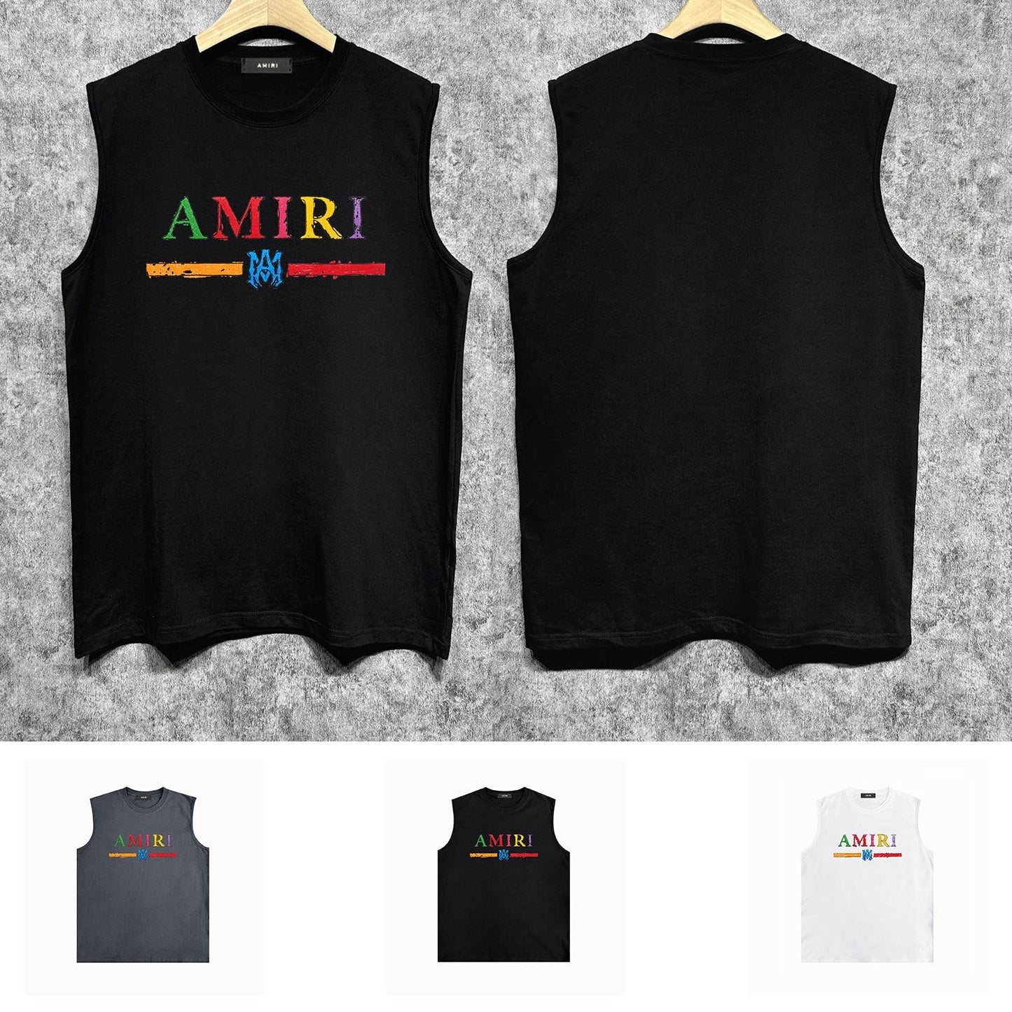 Amiri tank top colorful graffiti letter horizontal stripprinting