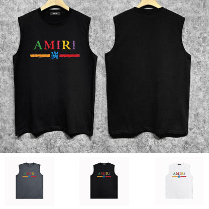 Amiri tank top colorful graffiti letter horizontal stripprinting