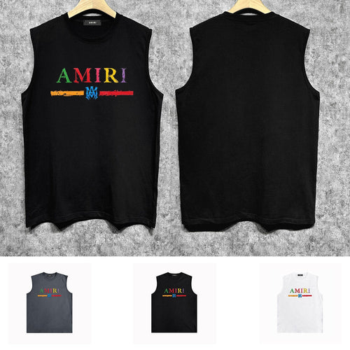 Amiri tank top colorful graffiti letter horizontal stripprinting