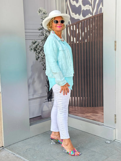 LULU B SEA FOAM LINEN JACKET