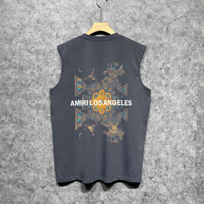 Amiri tank top damaged oil painting printing