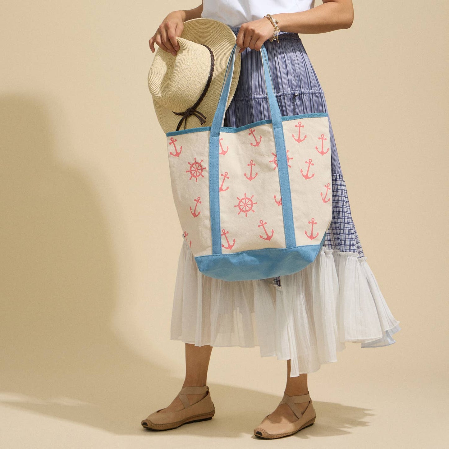 Anchor Wheel Printed Tote Bag