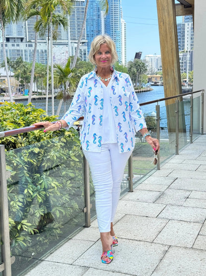 LULU B SHORELINE CHARM BUTTON UP SHIRT