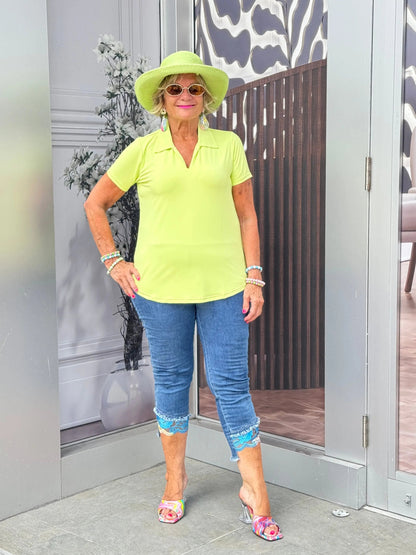 LULU-B KEY LIME SHORT SLEEVE COLLAR