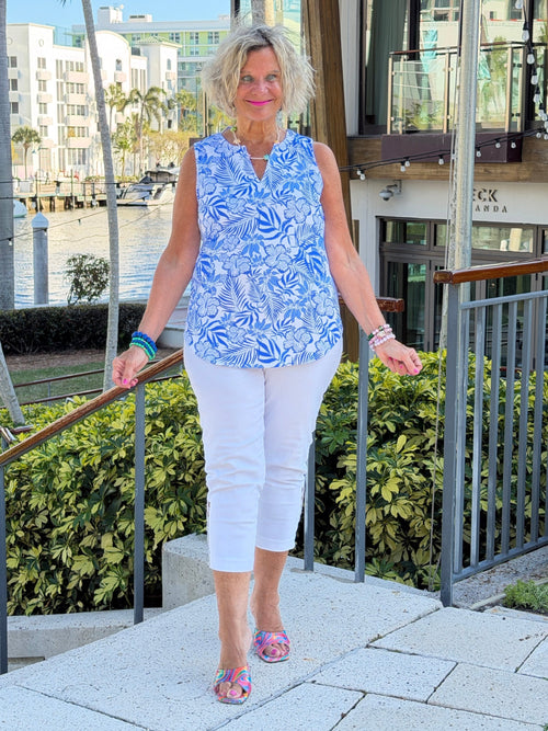 LULU B HIBISCUS COAST NOTCH TOP