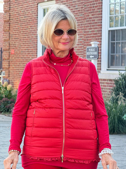 LULU-B RED SHORT PUFFER VEST