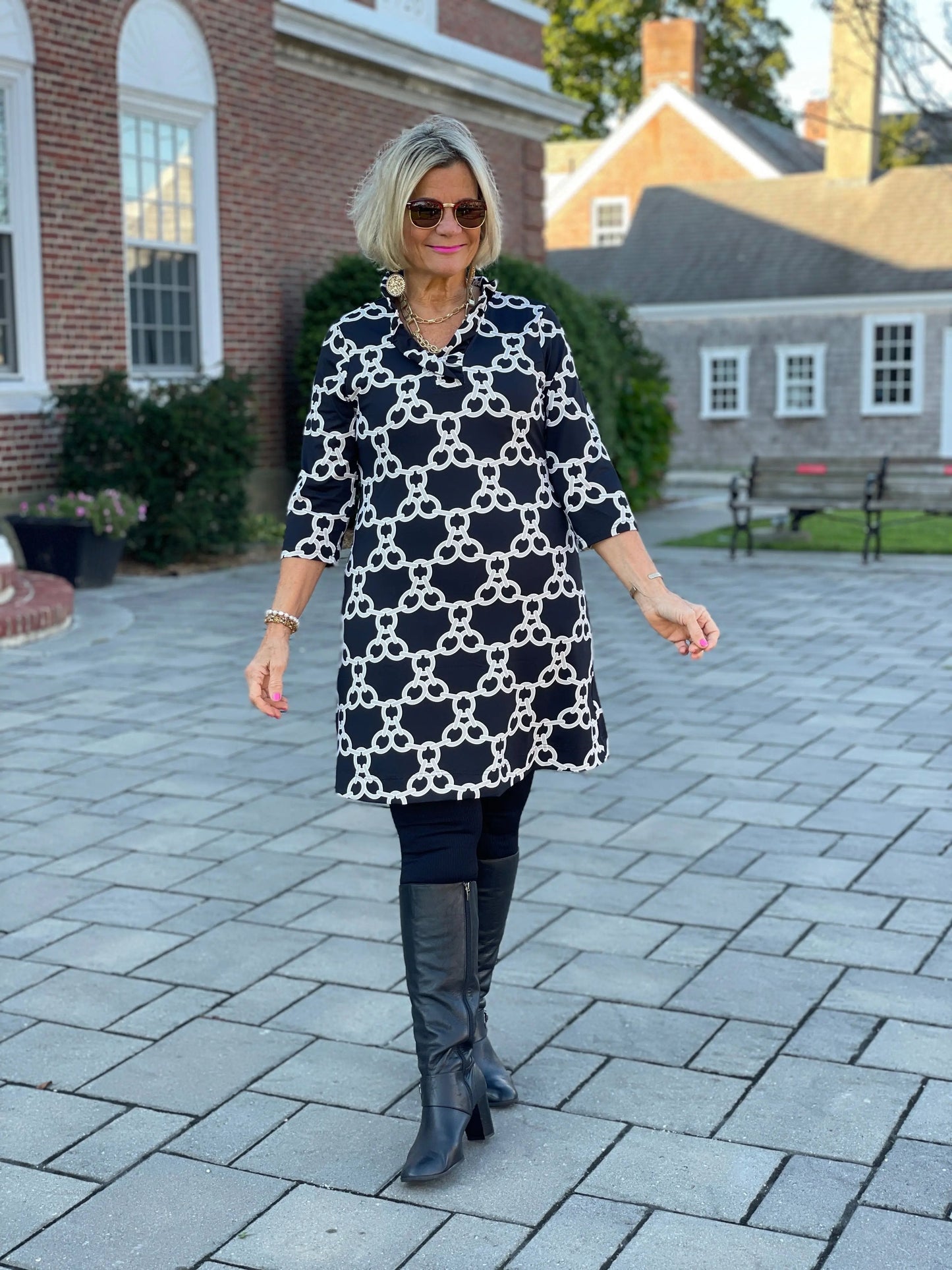 LULU B SOPHIA RUFFLE NECK DRESS