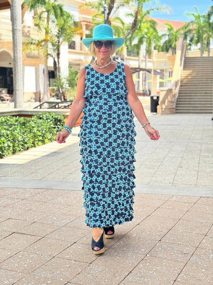 BLUE MEDALLION CHA CHA MAXI DRESS