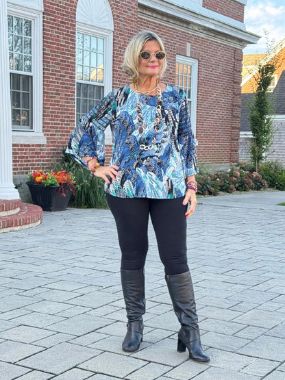LEOPARD BLUE FASHION TOP