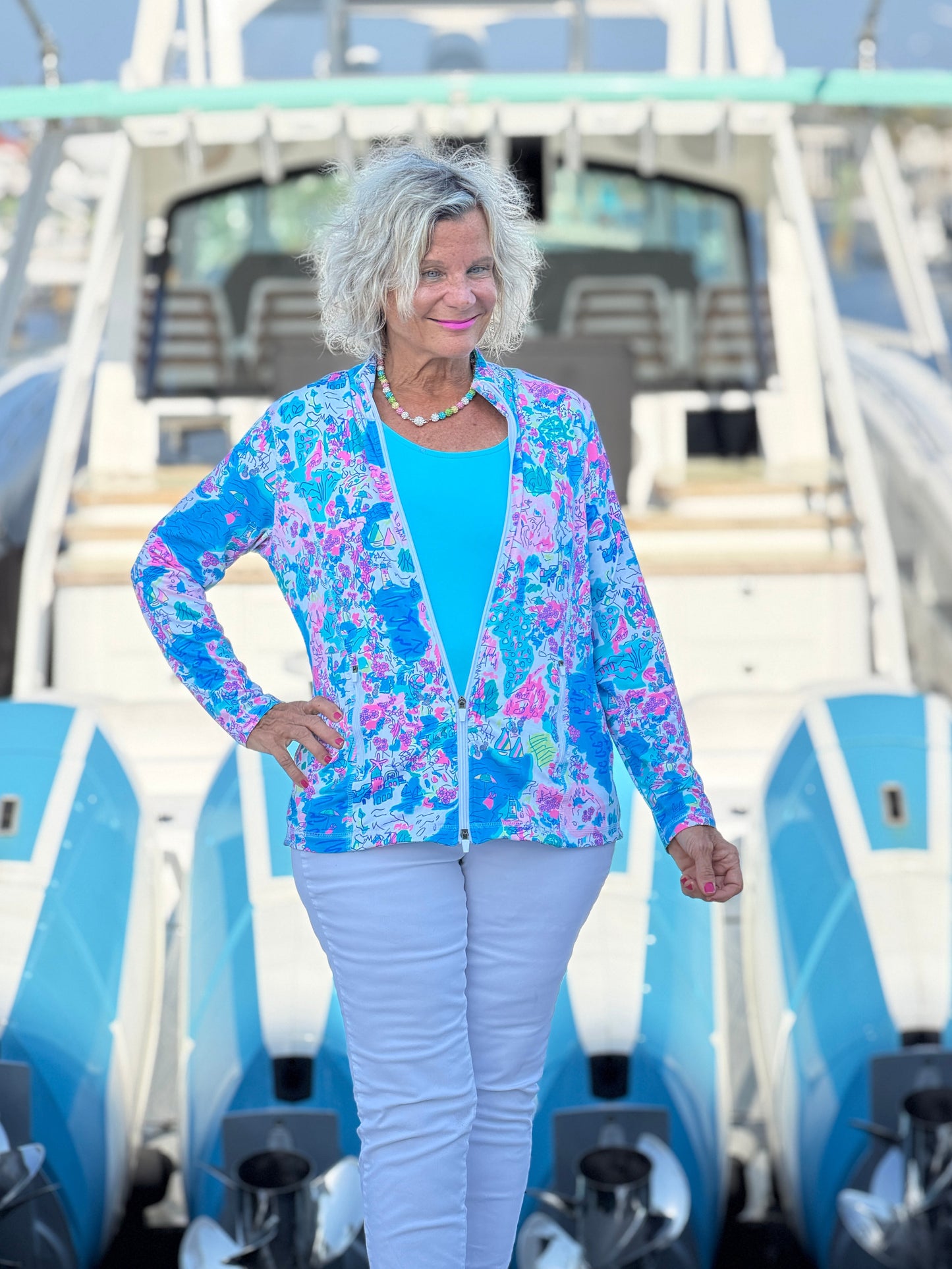 LULU-B PALM BEACH SPLASH FULL ZIPPER