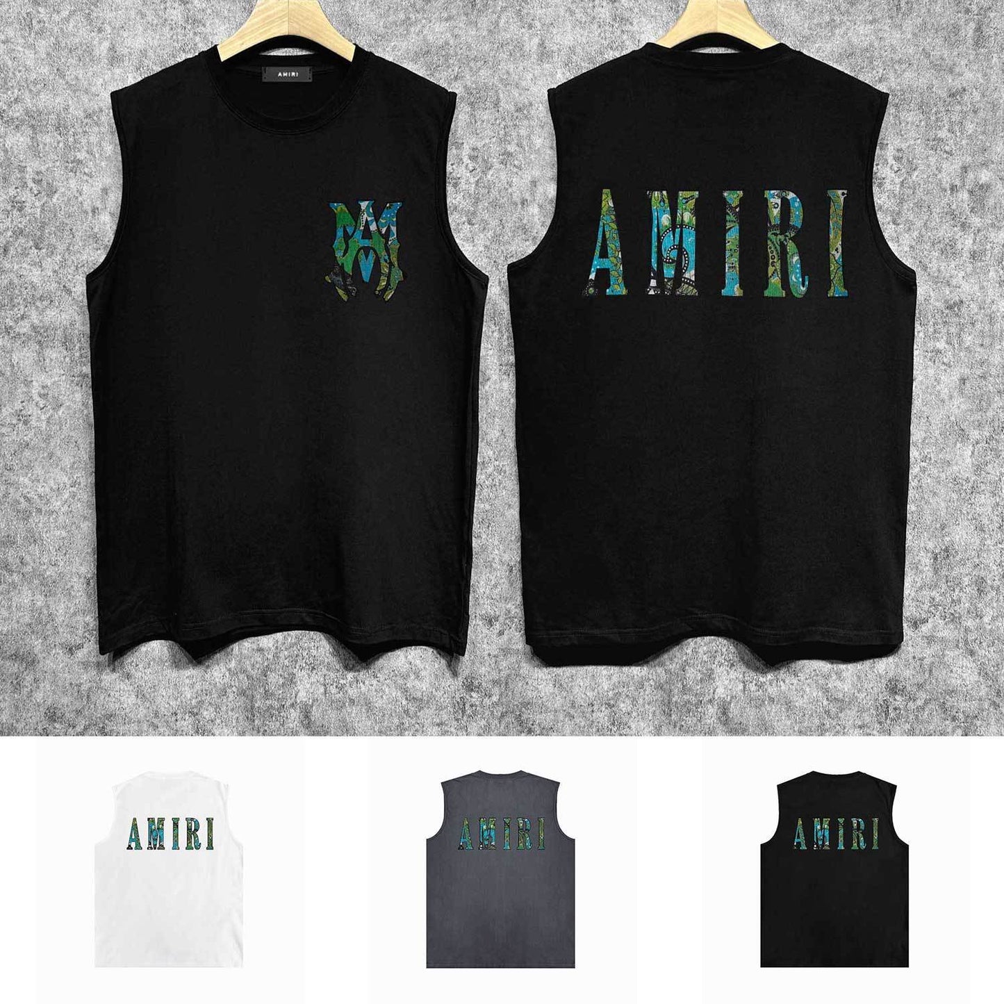 Amiri tank top waist flower camouflage letterprinting