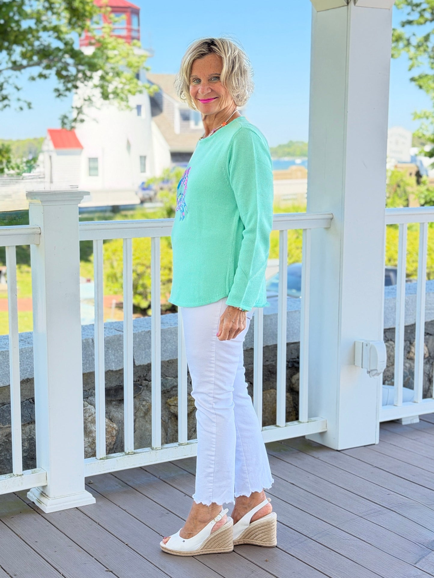 BEACH CLUB SEAFOAM CRAB SWEATER