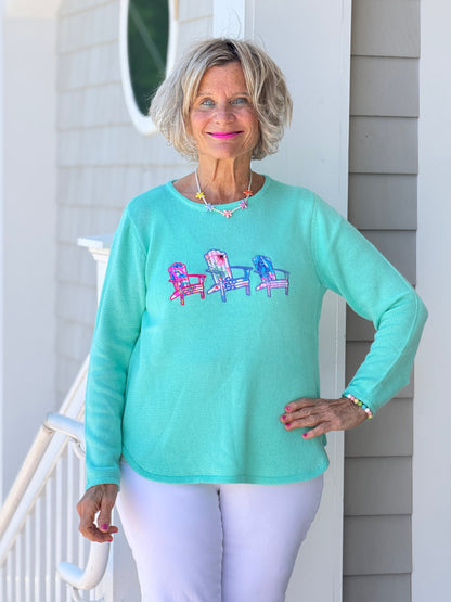 BEACH CLUB SEAFOAM ADIRONDACK SWEATER