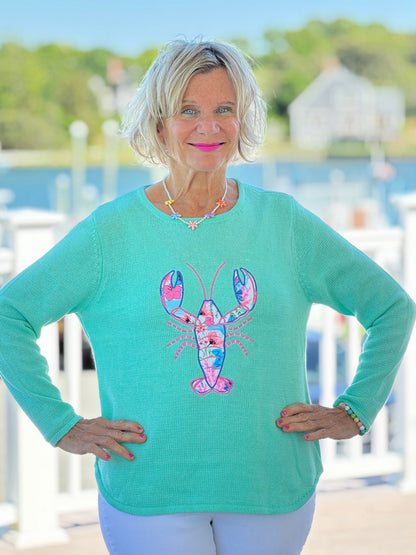 BEACH CLUB SEAFOAM LOBSTER SWEATER