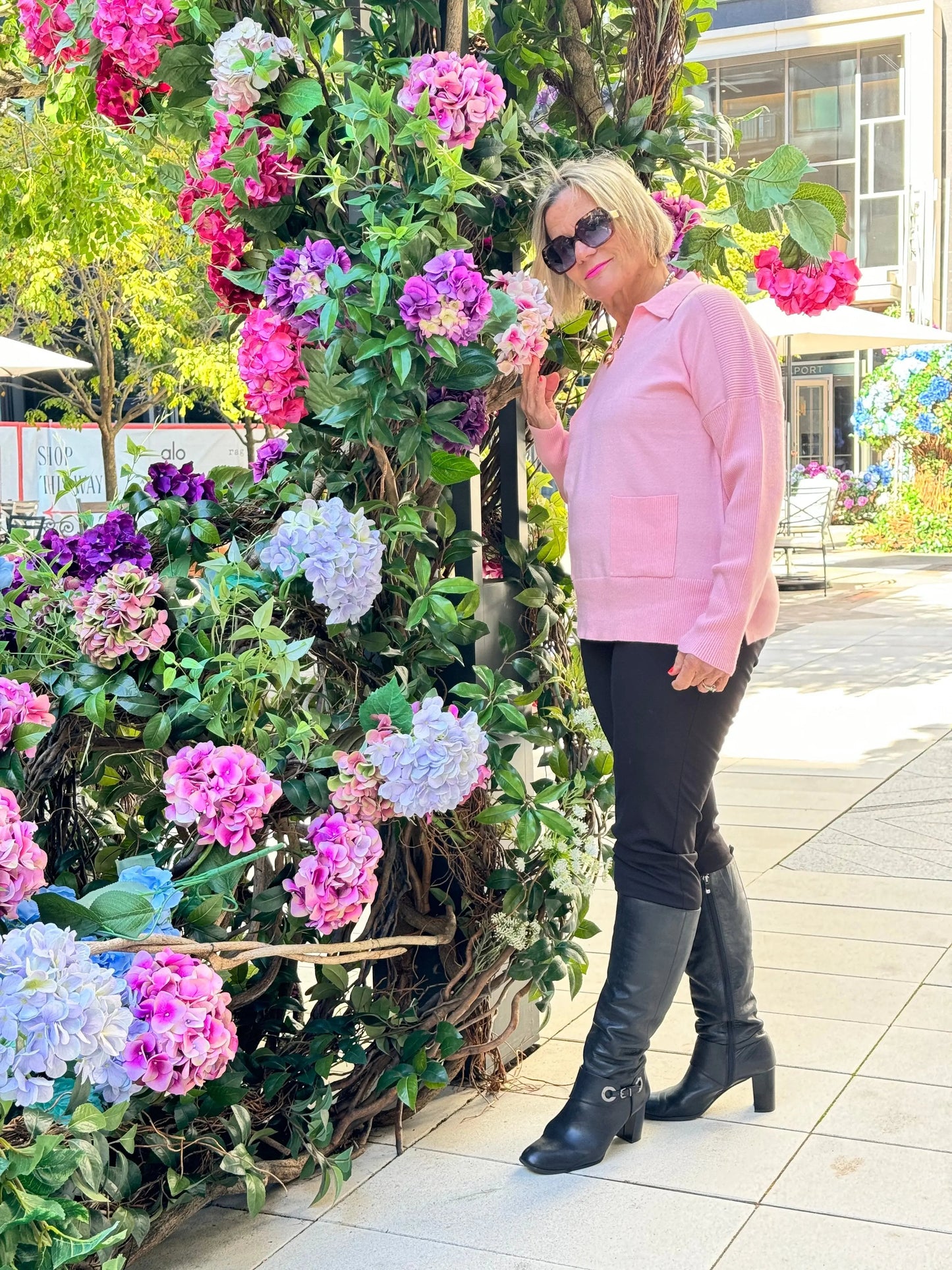 LULU-B 2 POCKET PINK CASHMERE SWEATER