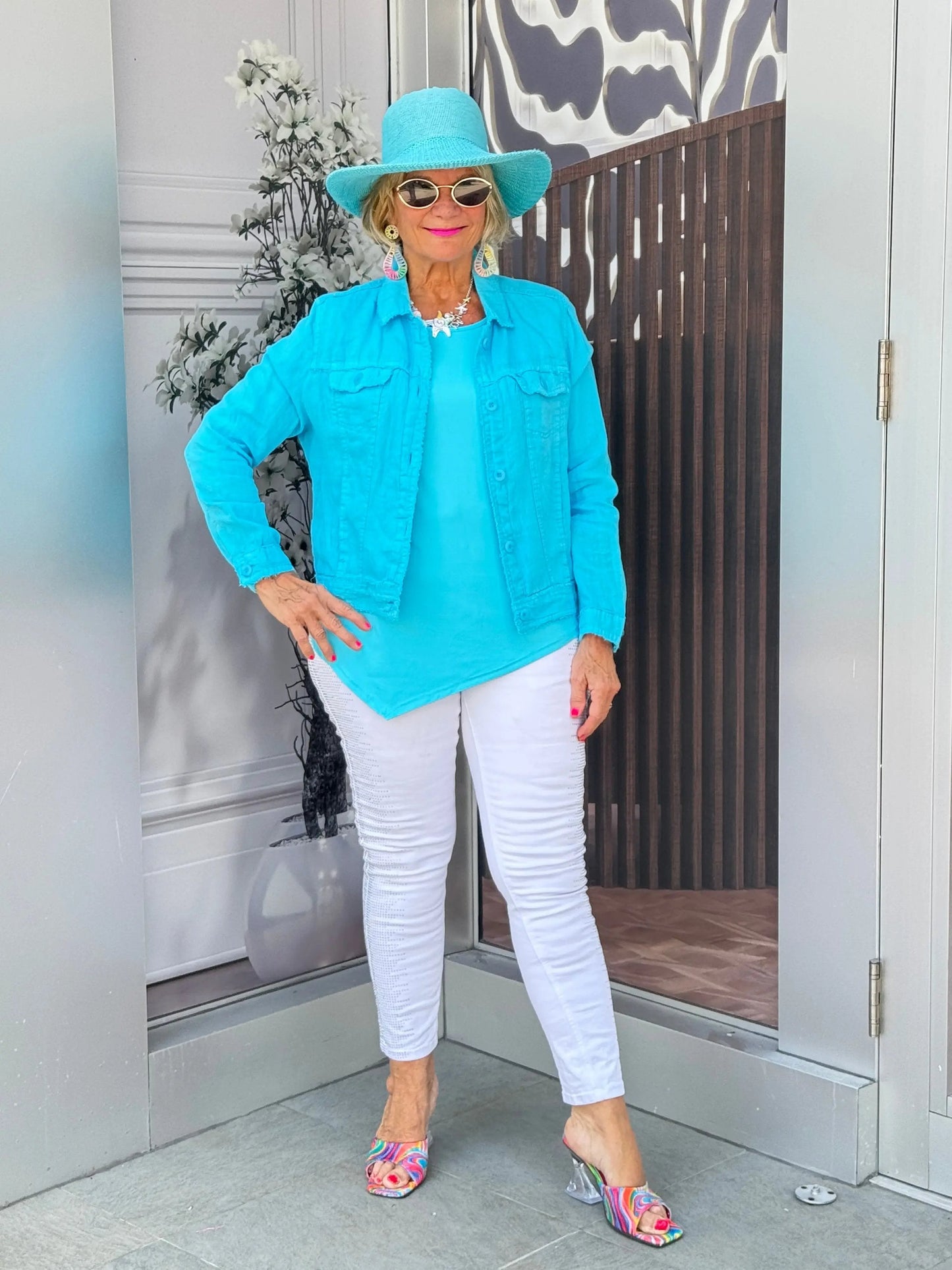 LULU B AQUA LINEN JACKET