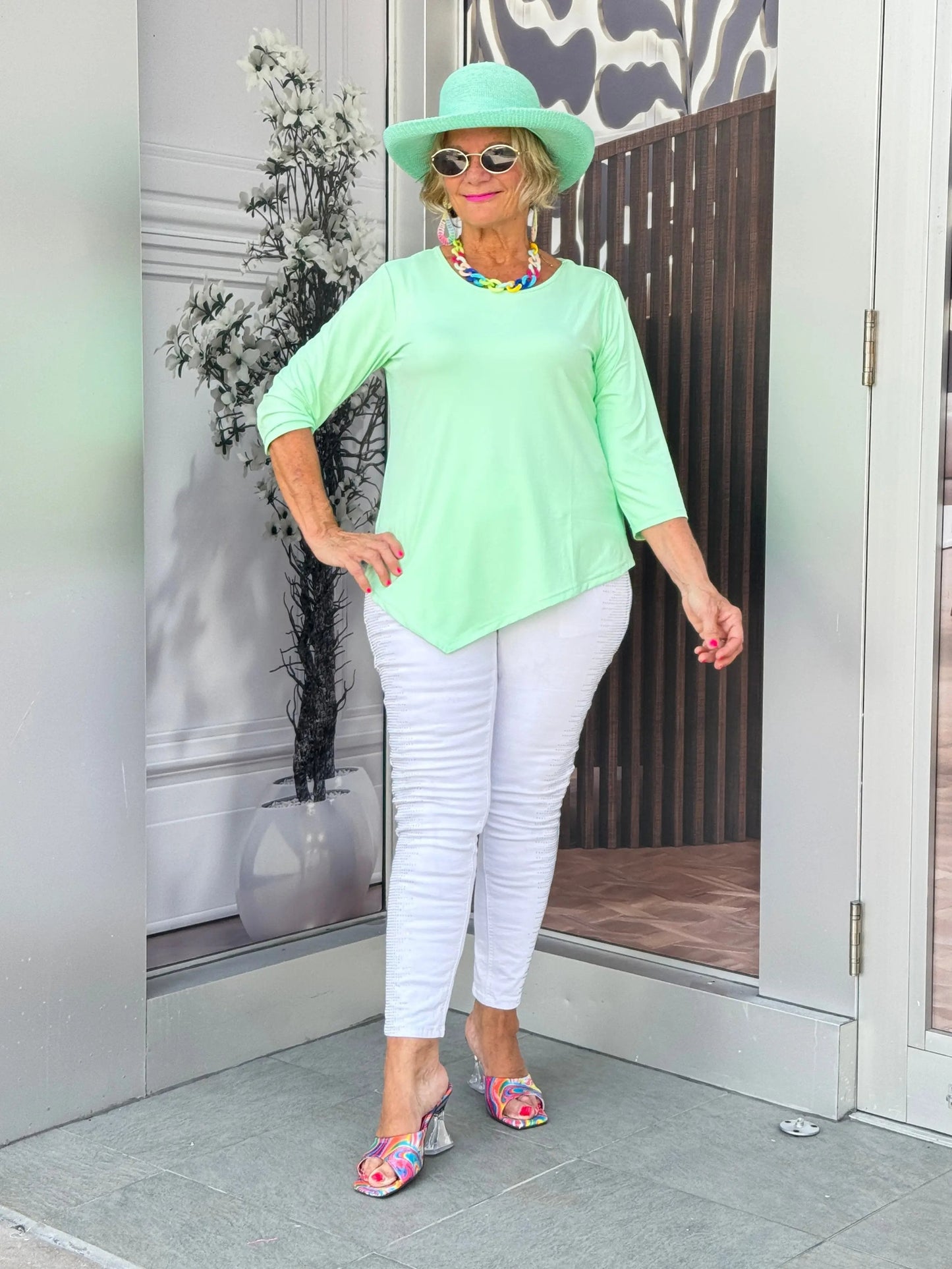 CLEAR LIME ASYMMETRIC TOP
