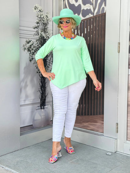 CLEAR LIME ASYMMETRIC TOP
